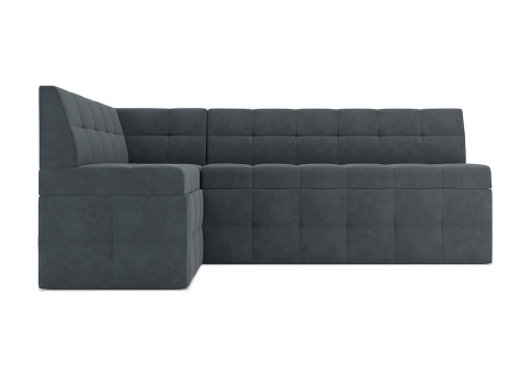 Кухонный угловой диван дельфин Атлантис велюр серо-синий