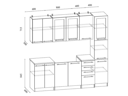 Кухонный Гарнитур МДФ София 3D с Пеналом 2200 мм