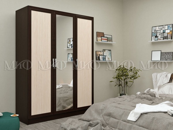 Шкаф Алекс Дуб Беленый/Дуб Венге 1500×2016×520 мм